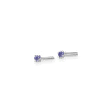 Sterling Silver Nose Stud with Light Purple Cubic Zirconia in Prong Setting
