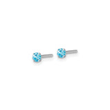 Sterling Silver Stud Earrings with Round Cut Cubic Zirconia, Solitaire Minimalist Design