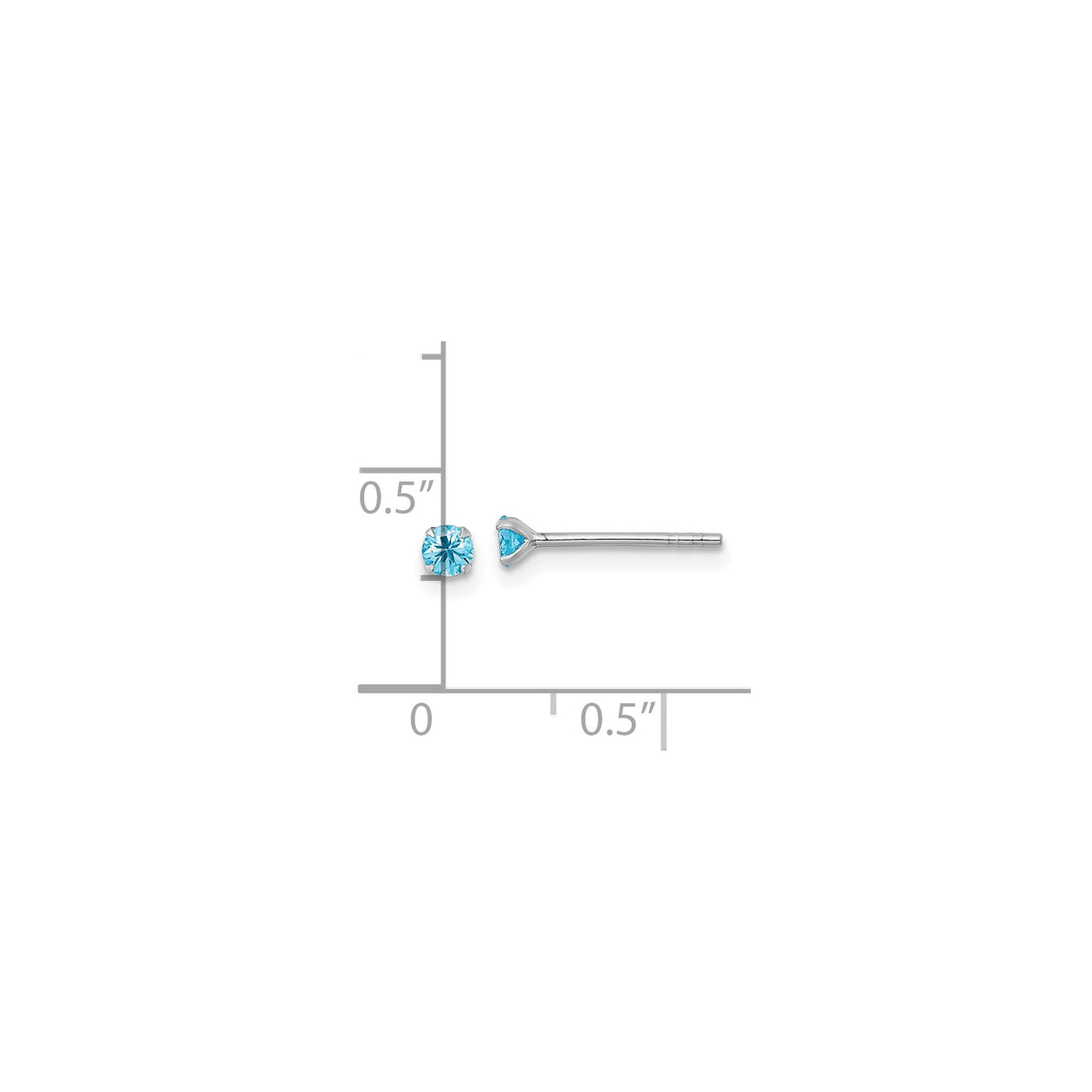 Sterling Silver Stud Earrings with Round Cut Cubic Zirconia, Solitaire Minimalist Design