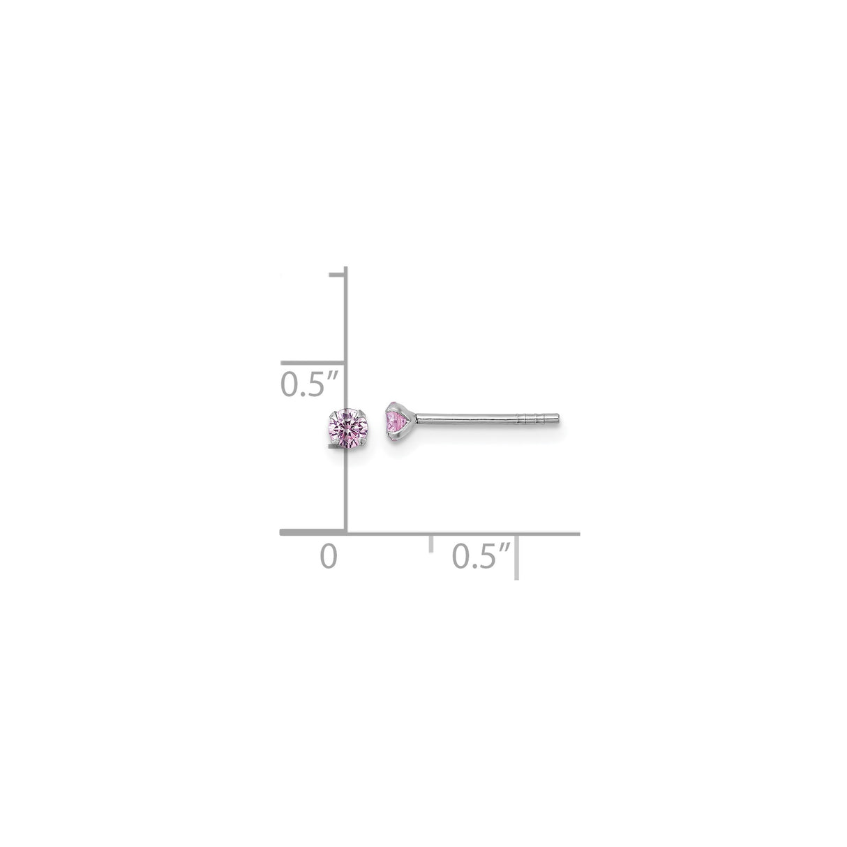 Sterling Silver Stud Earrings with Pink Cubic Zirconia, Four Prong Minimalist Design