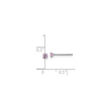 Sterling Silver Stud Earrings with Pink Cubic Zirconia, Four Prong Minimalist Design
