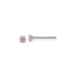 Sterling Silver Stud Earrings with Pink Cubic Zirconia, Four Prong Minimalist Design