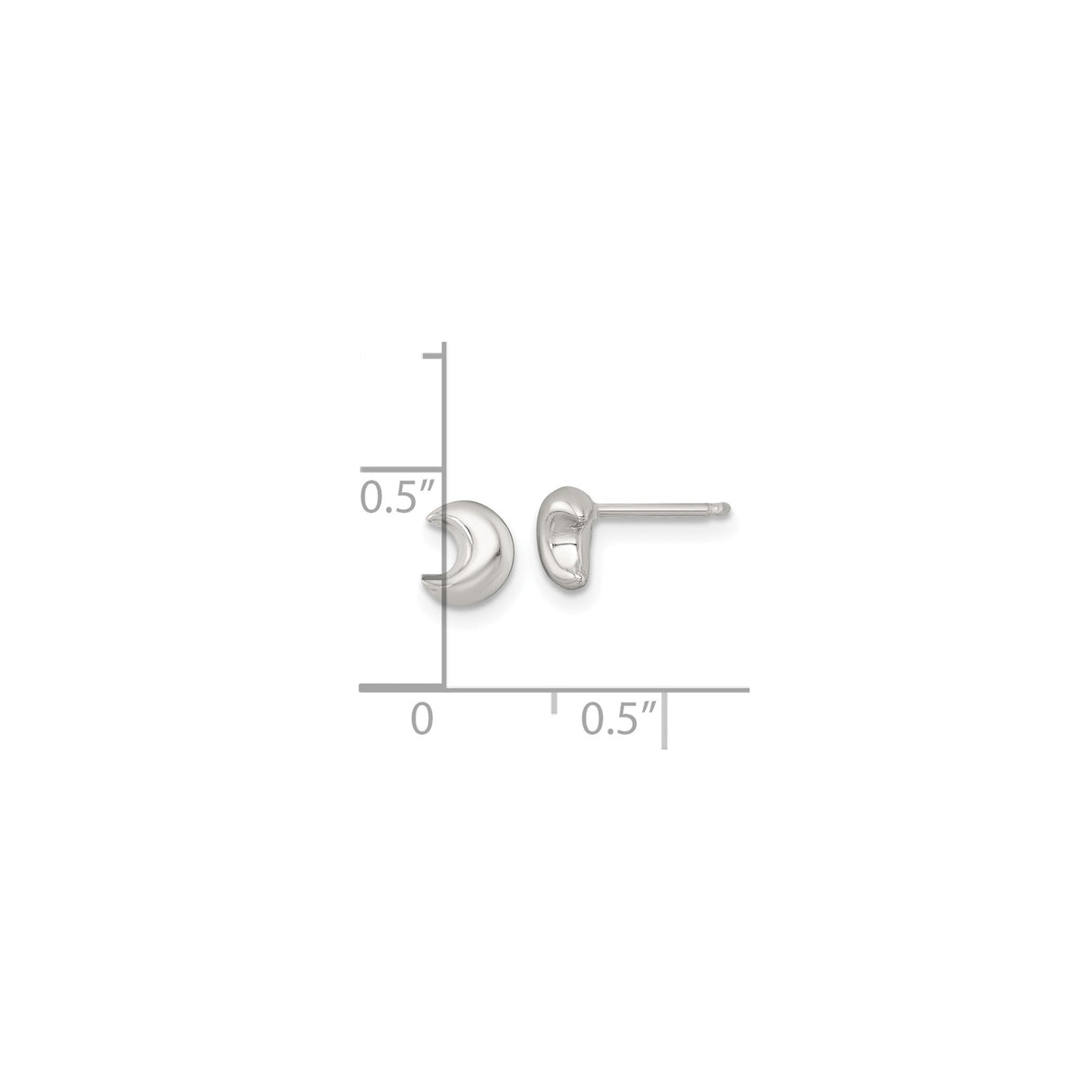 Sterling Silver Crescent Moon Stud Earrings, Minimalist Celestial Boho Jewelry for Women