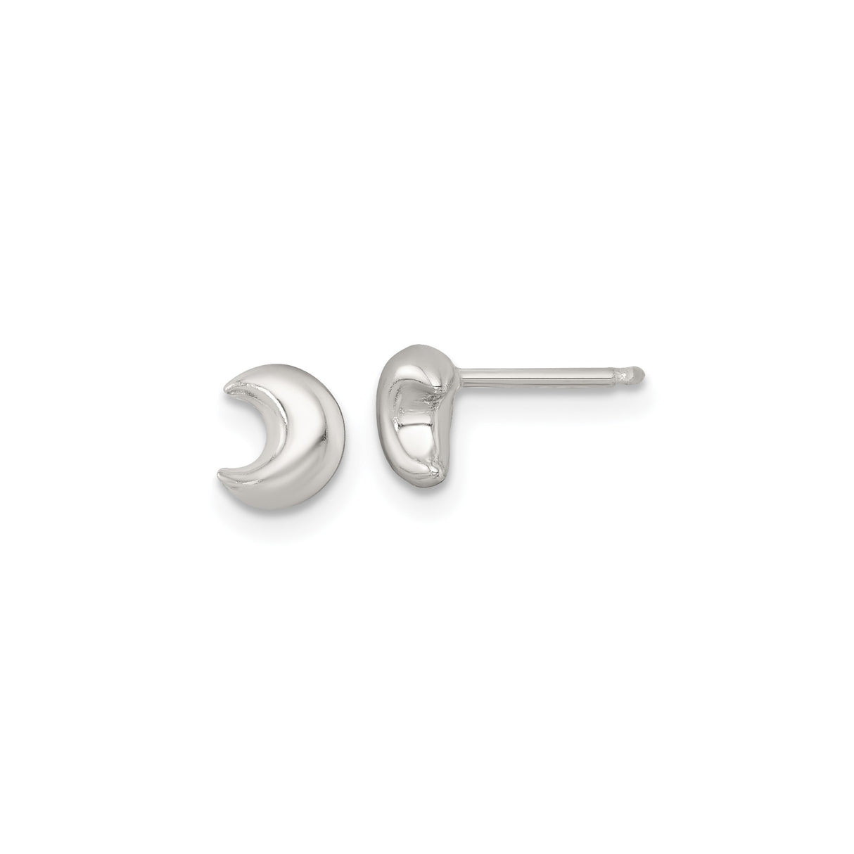 Sterling Silver Crescent Moon Stud Earrings, Minimalist Celestial Boho Jewelry for Women
