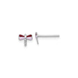 Sterling Silver Dragonfly Stud Earrings with Red and Light Purple Enamel Wings, Rhodium Plated