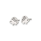 Sterling Silver Hedgehog Stud Earrings with Black Enamel, Cute Animal Woodland Jewelry