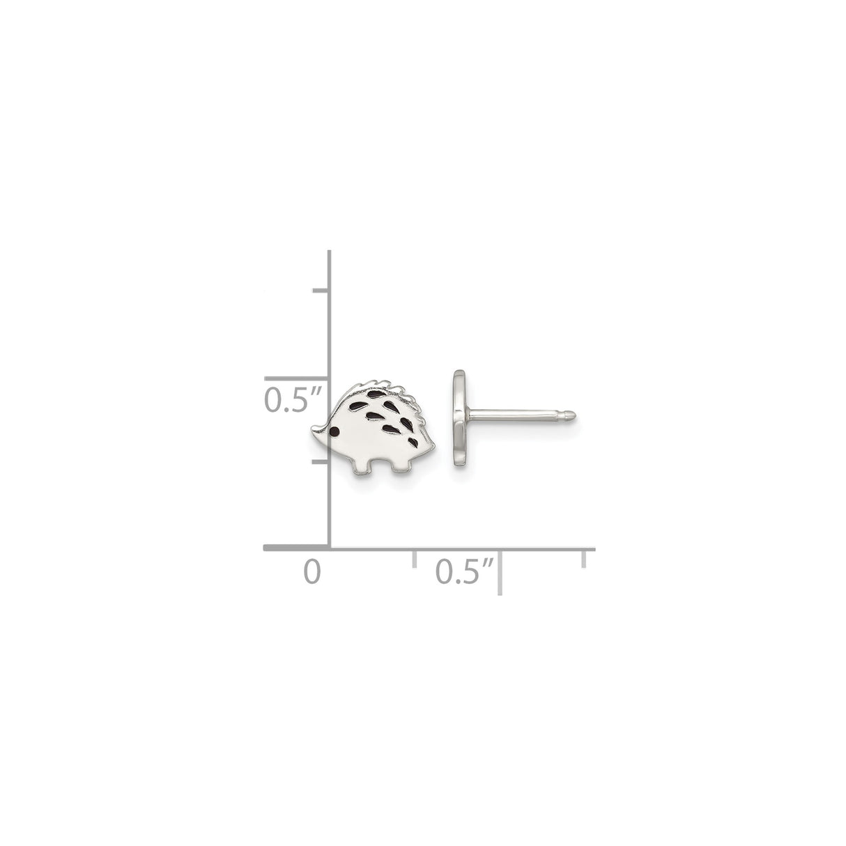 Sterling Silver Hedgehog Stud Earrings with Black Enamel, Cute Animal Woodland Jewelry