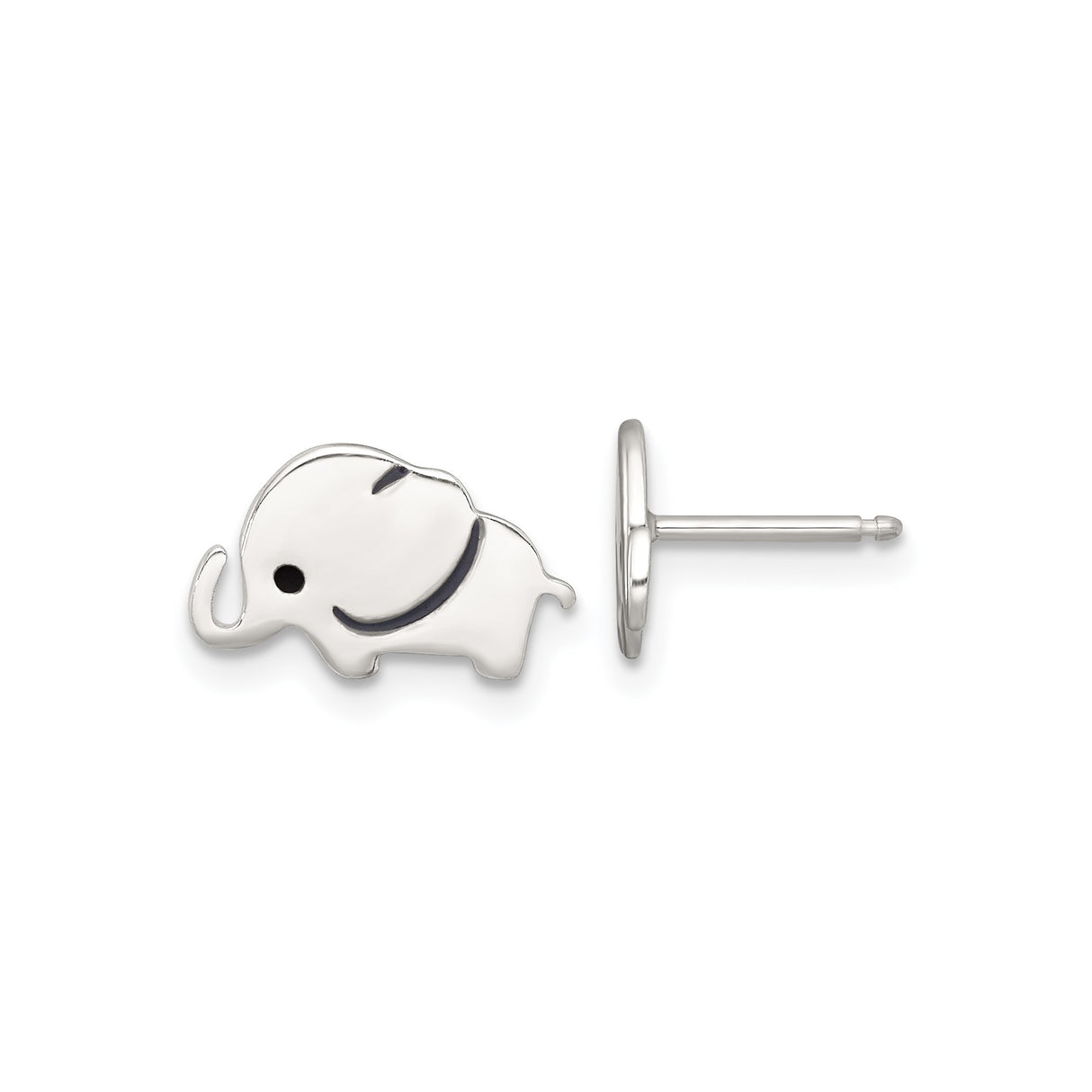 Sterling Silver Elephant Stud Earrings with Dainty Animal Motif for Women
