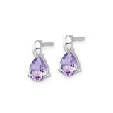 Sterling Silver Teardrop Stud Earrings Rhodium Posts Purple