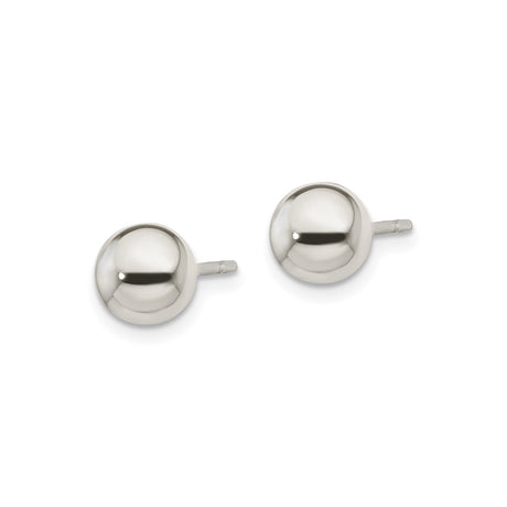 Sterling Silver Ball Stud Earrings, Smooth Polished Round Design, Minimalist Style