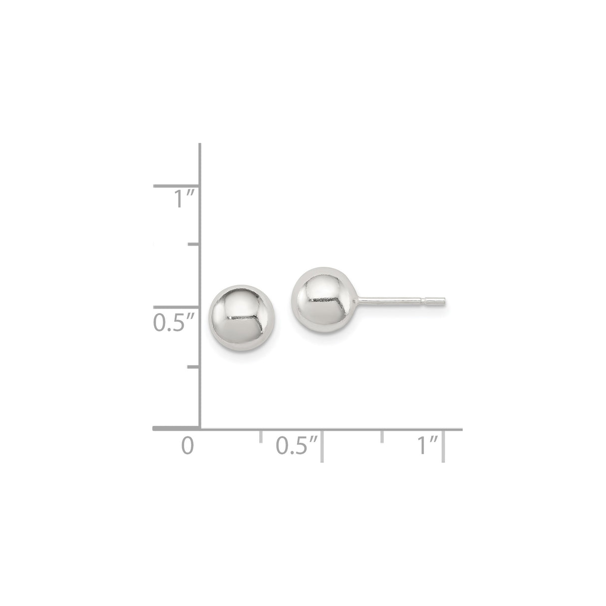 Sterling Silver Ball Stud Earrings, Smooth Polished Round Design, Minimalist Style