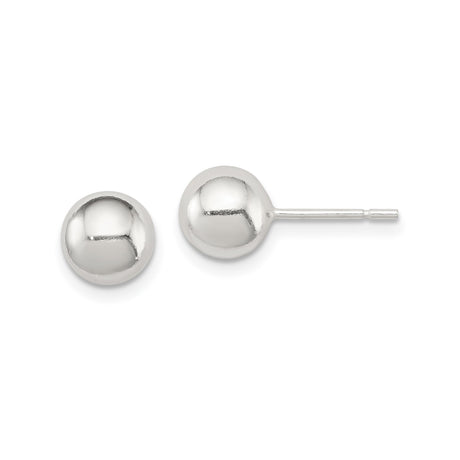 Sterling Silver Ball Stud Earrings, Smooth Polished Round Design, Minimalist Style
