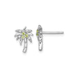 Sterling Silver Palm Tree Stud Earrings with Peridot and White Topaz Accents