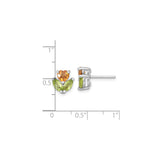 Sterling Silver Earrings with Heart-Shaped Citrine and Marquise Peridot, Floral Design Studs