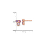 Sterling Silver Stud Earrings with Amethyst and Rhodolite Garnet, Floral Cluster Design