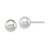 Sterling Silver Ball Stud Earrings, 8mm Polished Minimalist Round Design for Women or Unisex Wear