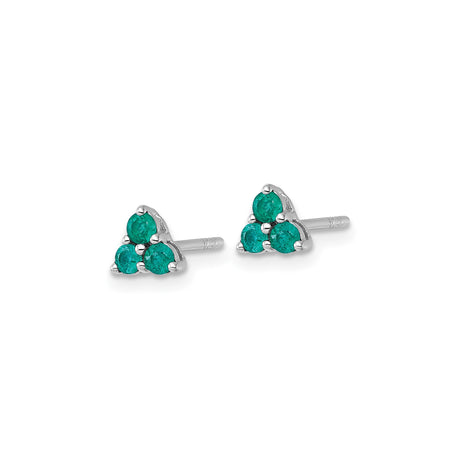 Sterling Silver Emerald Triangle Cluster Stud Earrings