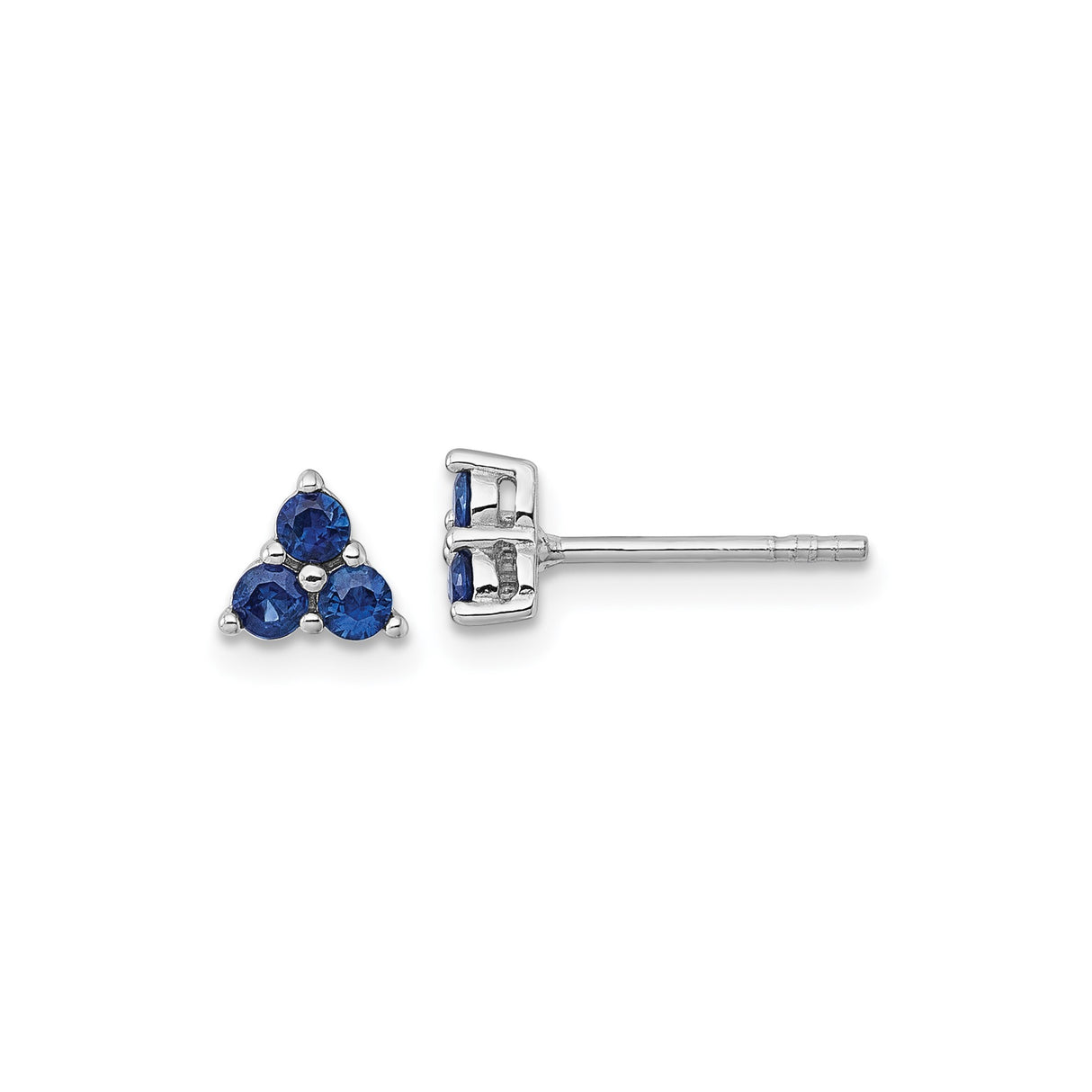 Sterling Silver Triangle Stud Earrings with Sapphire Gemstones, Minimalist Cluster Design for Women