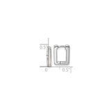 Sterling Silver Rectangular Hoop Earrings with Created Opal Inlay, Modern Hinged Design