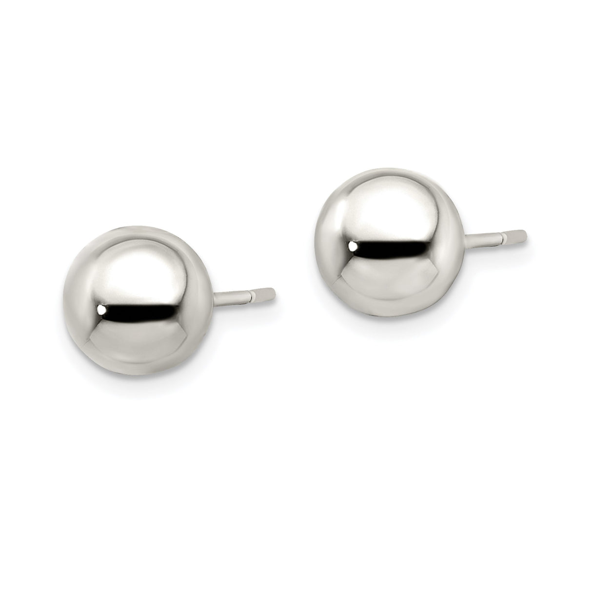 Sterling Silver Ball Stud Earrings, Polished Smooth Finish, Minimalist Unisex Jewelry