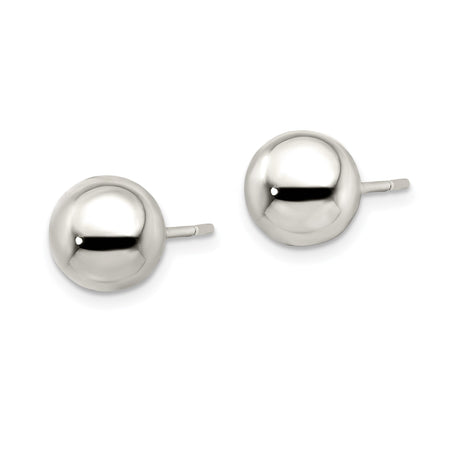 Sterling Silver Ball Stud Earrings, Polished Smooth Finish, Minimalist Unisex Jewelry