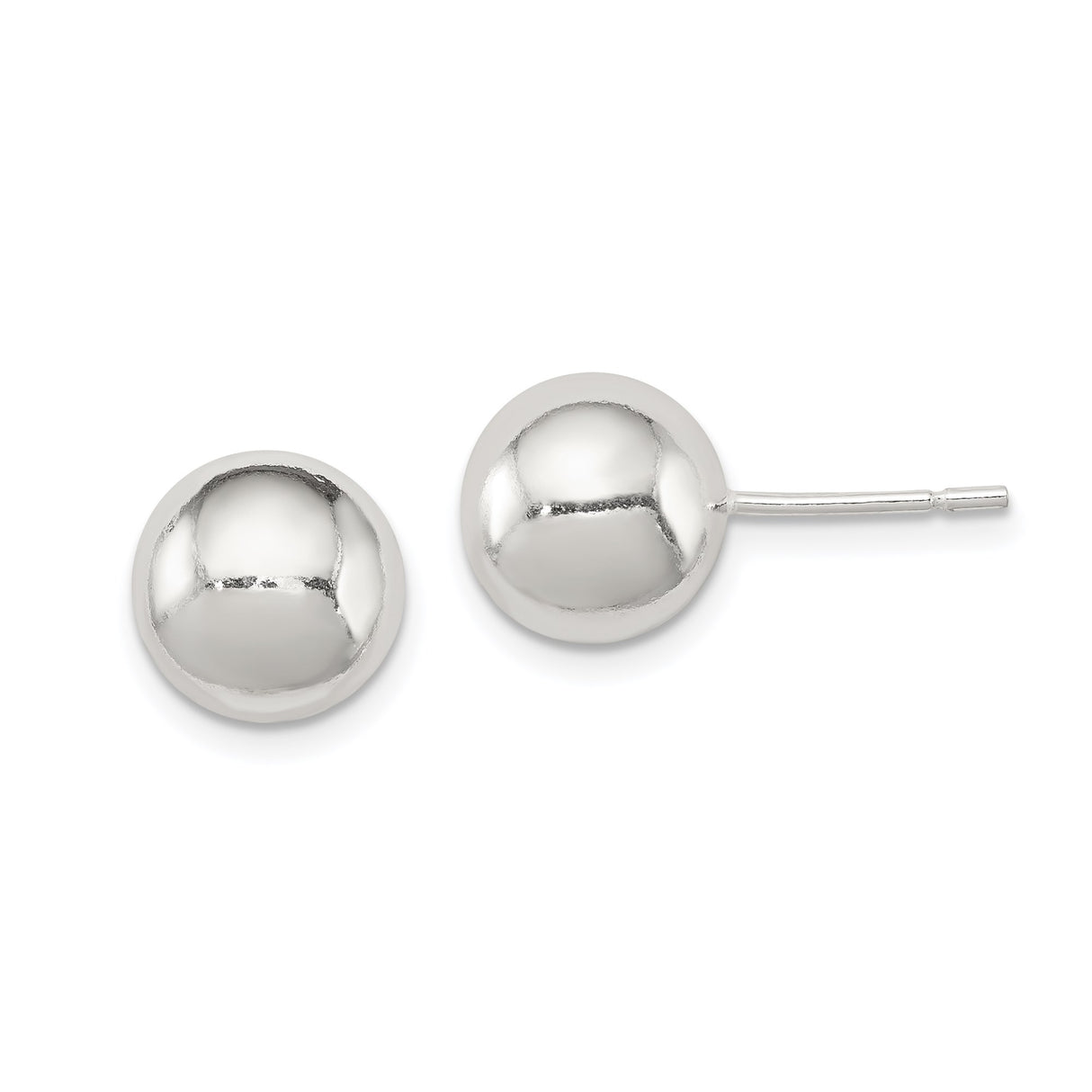 Sterling Silver Ball Stud Earrings, Polished Smooth Finish, Minimalist Unisex Jewelry