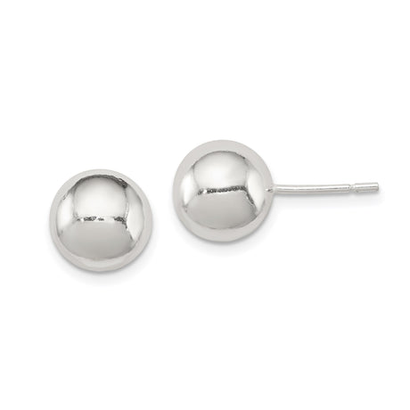 Sterling Silver Ball Stud Earrings, Polished Smooth Finish, Minimalist Unisex Jewelry