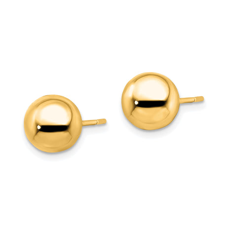 Sterling Silver Gold-Plated 9mm Ball Stud Earrings, Polished Minimalist Design for Women
