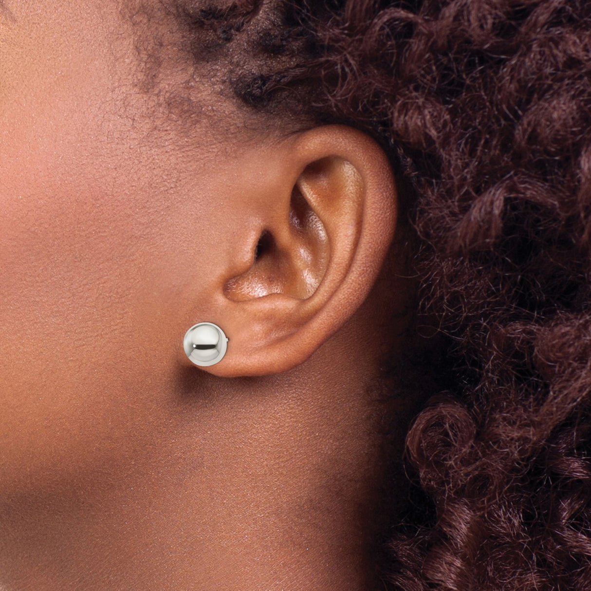 Sterling Silver Dome Stud Earrings, High Polish Smooth Ball Design, Minimalist Classic Style