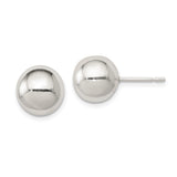 Sterling Silver Dome Stud Earrings, High Polish Smooth Ball Design, Minimalist Classic Style