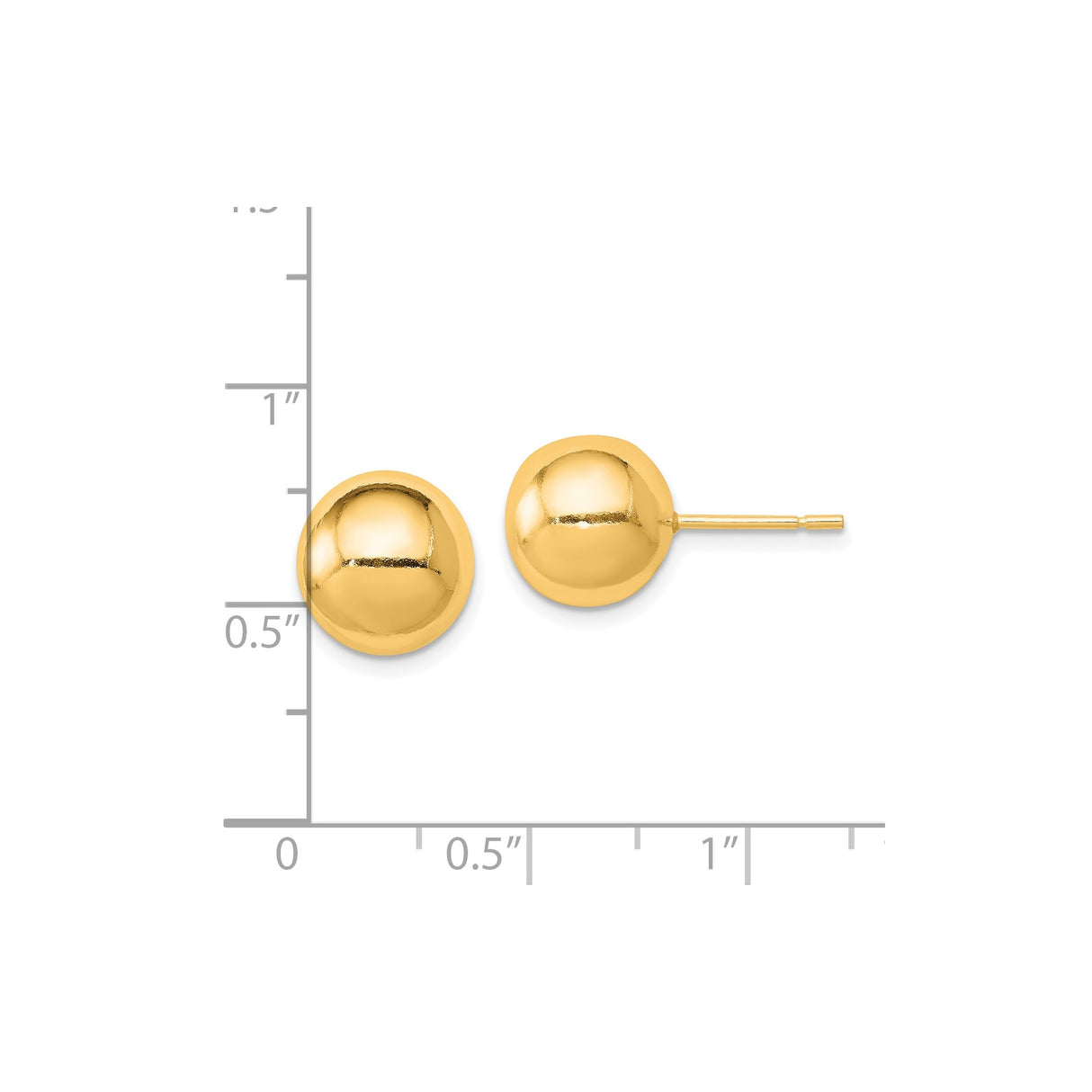 Sterling Silver Gold Plated Ball Stud Earrings, 10mm Smooth Dome Design, Minimalist Style