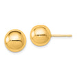 Sterling Silver Gold Plated Ball Stud Earrings, 10mm Smooth Dome Design, Minimalist Style