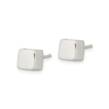 Sterling Silver Square Stud Earrings, Minimalist Polished Cube Design for Women and Men
