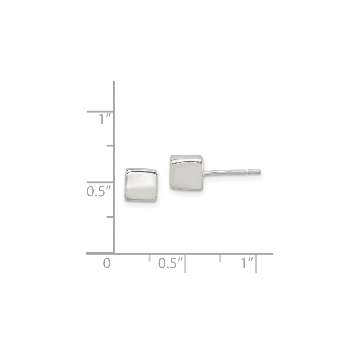 Sterling Silver Square Stud Earrings, Minimalist Polished Cube Design for Women and Men