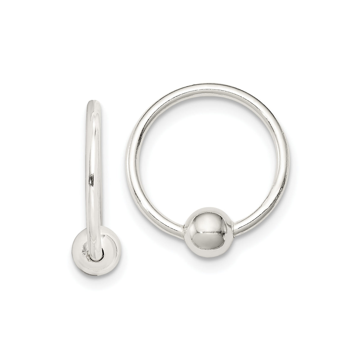 Sterling Silver Captive Bead Hoop Earring, Minimalist Loop for Nose, Lip, or Cartilage Piercing