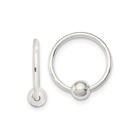 Sterling Silver Captive Bead Hoop Earring, Minimalist Loop for Nose, Lip, or Cartilage Piercing