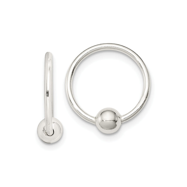 Sterling Silver Captive Bead Hoop Earring, Minimalist Loop for Nose, Lip, or Cartilage Piercing