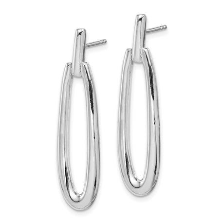 Sterling Silver Elongated Oval Hoop Earrings, Lightweight Minimalist Dangle Style for Women
