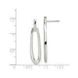 Sterling Silver Elongated Oval Hoop Earrings, Lightweight Minimalist Dangle Style for Women