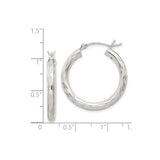 Sterling Silver Hoop Earrings, Diamond-Cut Textured Lightweight Hinged Hoops for Women