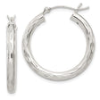 Sterling Silver Hoop Earrings, Diamond-Cut Textured Lightweight Hinged Hoops for Women