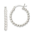 Sterling Silver Beaded Hoop Earrings, Lightweight Round Polished Hoops for Women