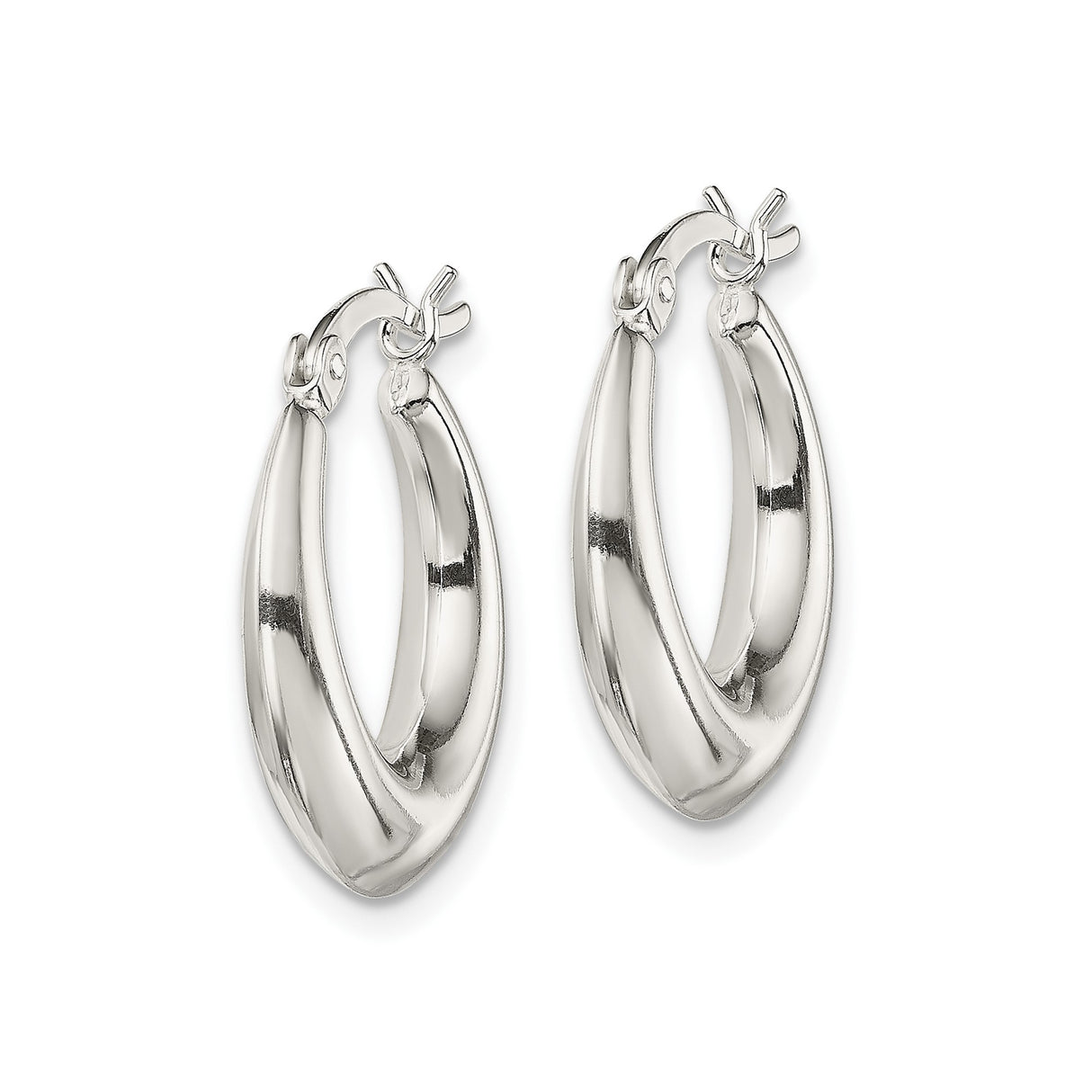 Sterling Silver Hoop Earrings with Polished Domed Design and Latch Back Closure