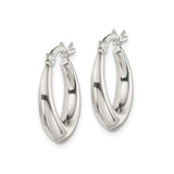 Sterling Silver Hoop Earrings with Polished Domed Design and Latch Back Closure