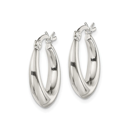Sterling Silver Hoop Earrings with Polished Domed Design and Latch Back Closure