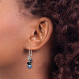 Sterling Silver Dangle Earrings with Freshwater Pearls and Onyx, Cluster Drop Design for Women