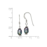Sterling Silver Dangle Earrings with Oval Freshwater Pearls and Bead Caps