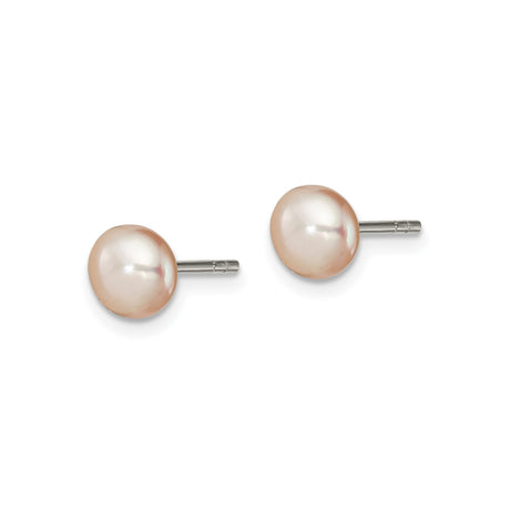 Sterling Silver Stud Earrings with Pink Freshwater Pearls, Classic Bridal or Everyday Style