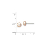 Sterling Silver Stud Earrings with Pink Freshwater Pearls, Classic Bridal or Everyday Style