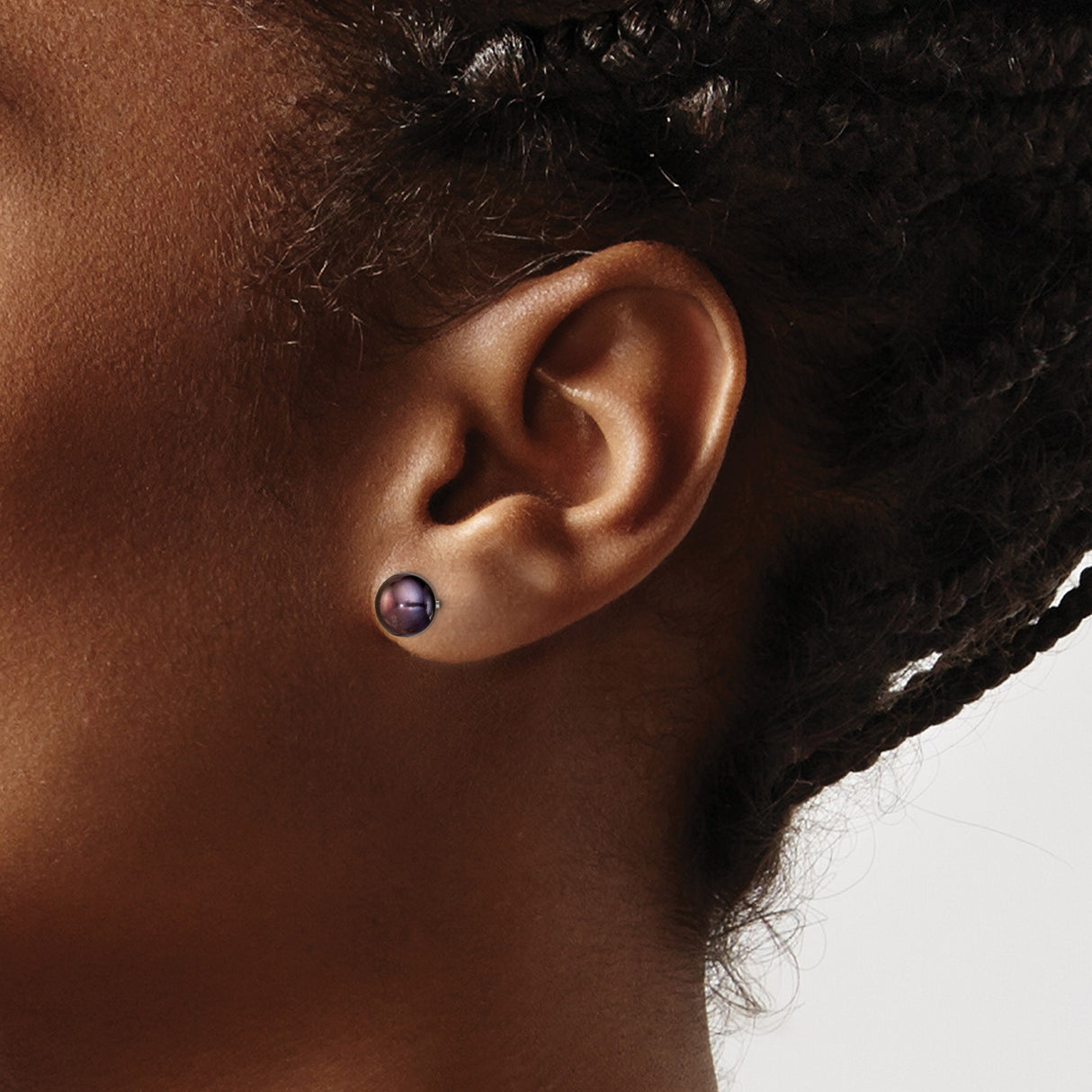 Sterling Silver Black Freshwater Pearl Chic Stud Earrings